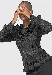 BLUSA MANGA LONGA PRETO LANÇA PERFUME