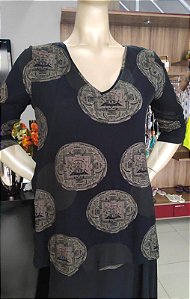 BLUSA MALHA EST MOEDAS BLACK SACADA