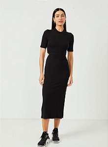 VESTIDO CANELADO  PRETO COLCCI
