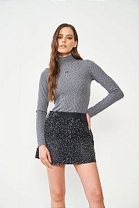 BLUSA CANELADA PRETO MESCLADO