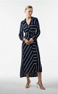 CHEMISE MIDI LISTRADO AZUL MARINHO DIMY
