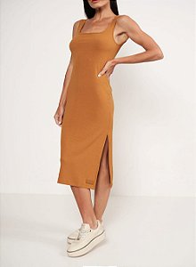 VESTIDO CANELADO MARROM COLCCI