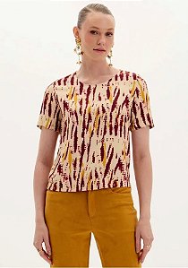 BLUSA MANGA CURTA ESTAMPADA LANÇA PERFUME