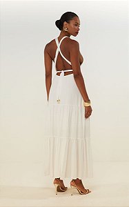 VESTIDO COM BUSTO FRANZIDO E COSTAS DIMY
