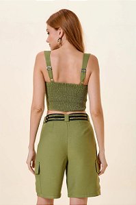 TOP CROPPED ALCAS PESPONTADAS VERDE MY PLACE