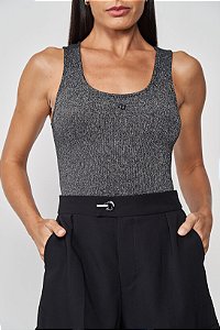 REGATA METALIZADA  PRETO/PRATA COLCCI