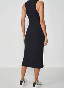 VESTIDO CANELADO  PRETO