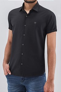CAMISA MC CASUAL SLIM TRICOLIN PRETO OGOCHI