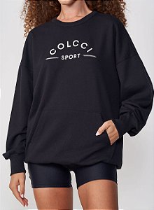 BLUSAO MOLETOM PRETO COLCCO SPORT