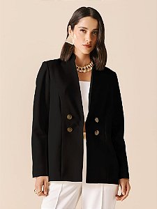 BLAZER OVERSIZED ALONGADO COM BOTOES BRASAO PRETO DIMY