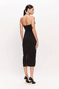 VESTIDO SUPERMIDI COM HOTFIX PRETO -DIMY