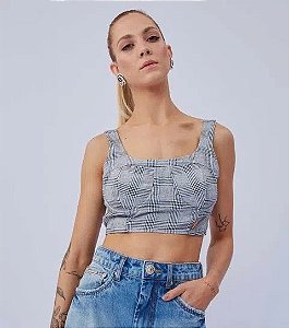 TOP MEIA TACA XADREZ DENIM 502TP000635