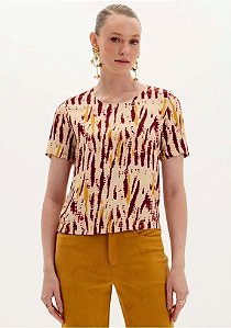 BLUSA MANGA CURTA ESTAMPADA  LANÇA PERFUME