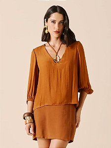 BLUSA  COM AVIAMENTO - MARROM TERRA -DIMY