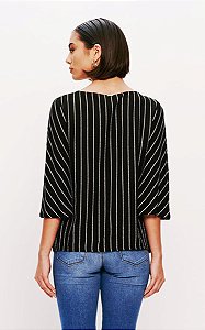 BLUSA MANGA COM RECORTE PRETO/OFF-WHITE DIMY