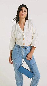 CARDIGAN TRICOT COM BOTOES MORENA ROSA