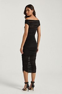 VESTIDO TULE FRANZIDO PRETO PA 1046601 MY PLACE