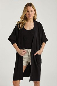CASACO LONGO TRICOT PRETO MY PLACE
