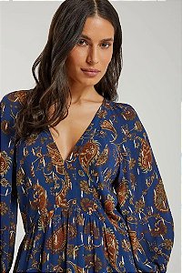 VESTIDO CURTO C/ LUREX ESTAMP EST CASHMERE BLUE MY  PLACE