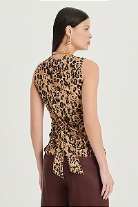 BLUSA ONCA AQUARELA CAQUI - DIMY