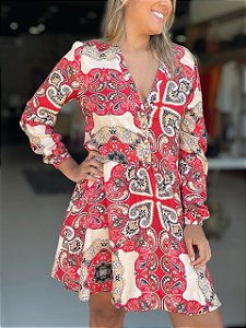 VESTIDO ESTAMPADO DECOTE V LANÇA PERFUME
