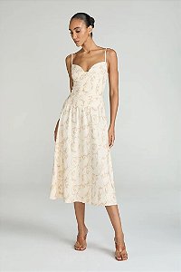 VESTIDO LONGO LINHO BORDADO PALHA MY PLACE