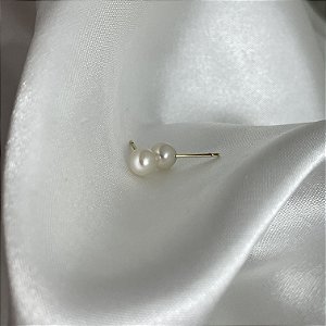 Brinco pérola médio banhado em ouro 18K
