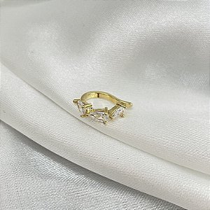Piercing de pressão Fake com zircônias banhado em ouro 18k