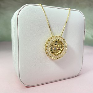 Colar Mandala Filhos Casal com Zircônias - Banhado em Ouro 18K