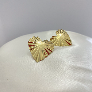 Brinco Coração Martelado - Banhado em Ouro 18k - Abba Joias