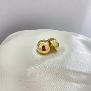 Brinco Meia Esfera Brilhante - Banhado Ouro 18k - Abba Joias