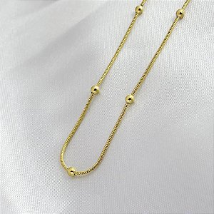 Corrente Veneziana com Bolinhas - 60cm - Banhado em Ouro 18k