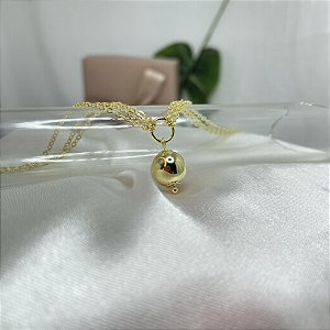 Pulseira Elo Português com Esfera 10mm - Banhada em Ouro 18k