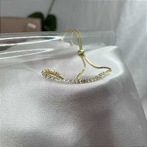 Pulseira Riviera Gravatinha com Zircônias - Banhada em Ouro 18K