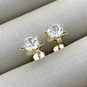 Brinco Ponto de Luz de Zircônia em Flor - Banhado em Ouro 18k