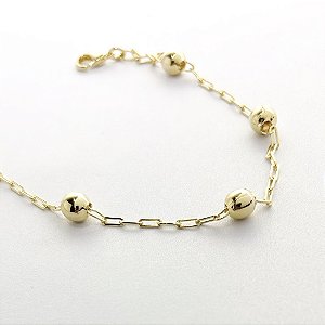 Pulseira Elos com Esferas - Banhado em Ouro 18k