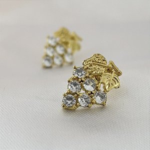 Brinco de Cacho de Uva Cravejado com Zircônia - Banhado em Ouro 18k