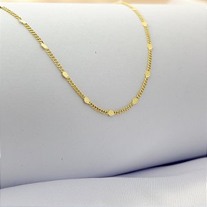 Colar Choker com Chapinhas Redondas Lisas - Banhado em Ouro 18k