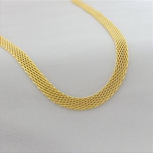 Colar Choker Esteira - Banhado em Ouro 18k
