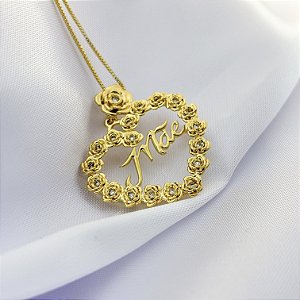 Colar Mãe em Formato de Coração Cravejado com Zircônia - Banhado em Ouro 18k