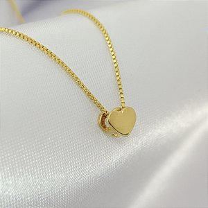 Colar com Pingente de Coração Liso - Banhado em Ouro 18k