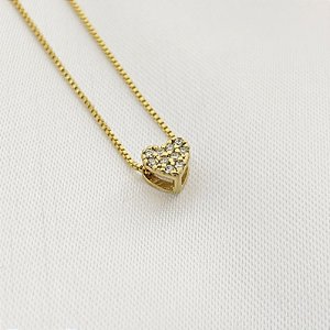 Colar com Pingente de Coração Cravejado com Zircônia - Banhado em Ouro 18k