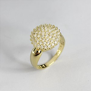 Anel Solitário Chuveirinho Cravejado com Zircônias - Banhado em Ouro 18k