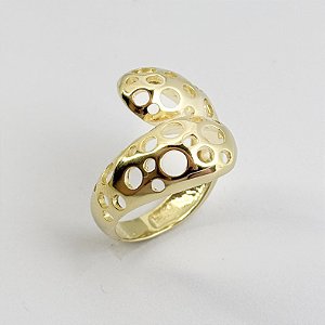 Anel Ajustável Vazado de Bolhas Perfurado - Banhado em Ouro 18k
