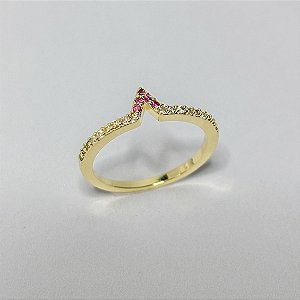 Anel Mulher Maravilha Cravejado com Zircônias Coloridas - Banhado em Ouro 18k