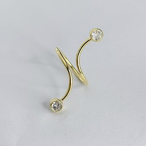 Anel Ajustável com Dois Pontos de Luz de Zircônia - Banhado em Ouro 18k