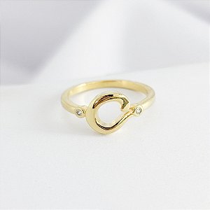 Anel Delicado de Dedinho e Falange com Inicial – Banhado em Ouro 18K