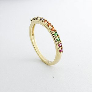 Anel Cravejado com Zircônias – Banhado em Ouro 18K