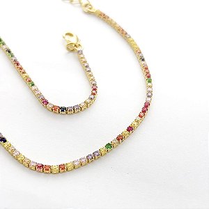 Colar Choker Riviera Color - Banhado em Ouro 18k
