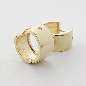 Brinco de Argola Click Liso Grande - Banhado em Ouro 18k